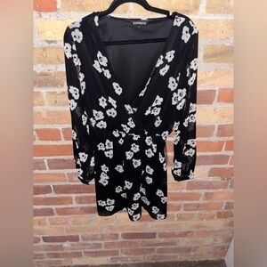 Express Black and White Floral Dress